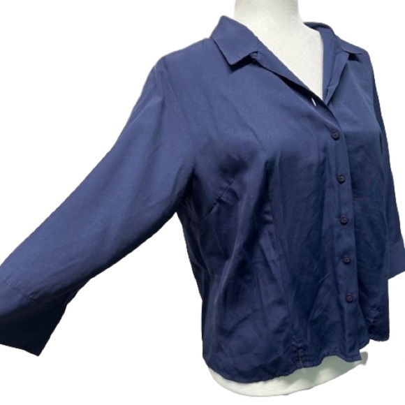 Karen Scott V Neck Shirts Long Sleeve Office Casual Business Plain Blouses‎ Tops - Picture 3 of 6